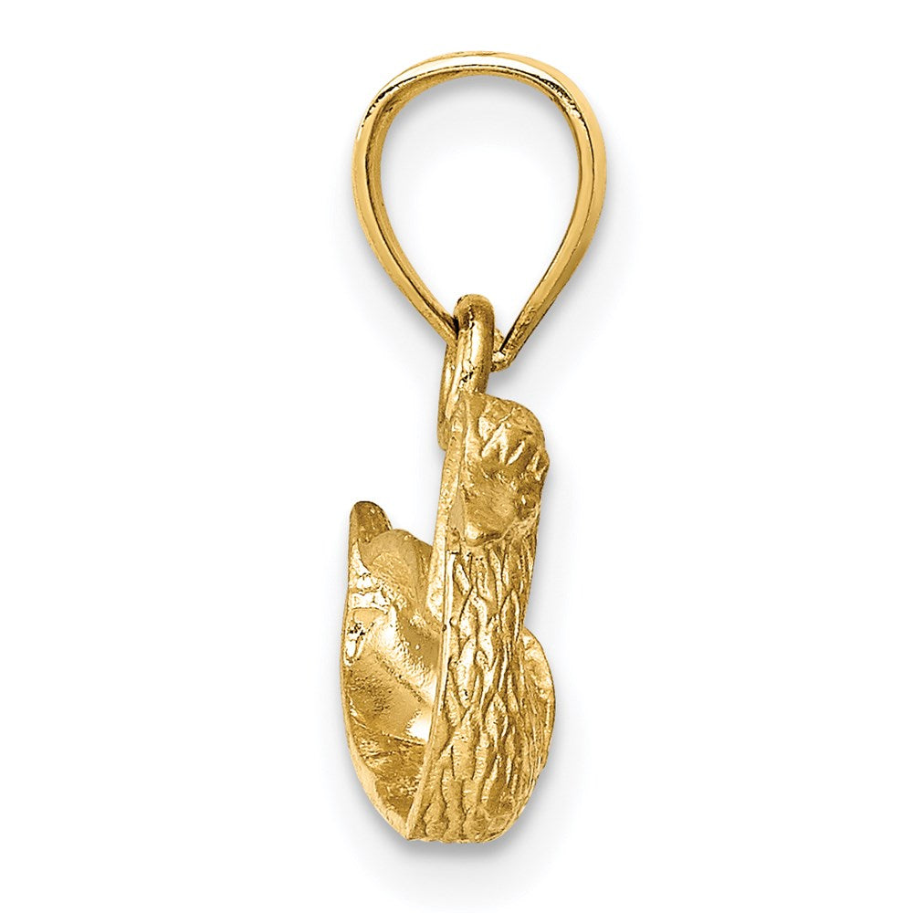 Alternate view of the 14k Yellow Gold Diamond Cut Duck Pendant by The Black Bow Jewelry Co.