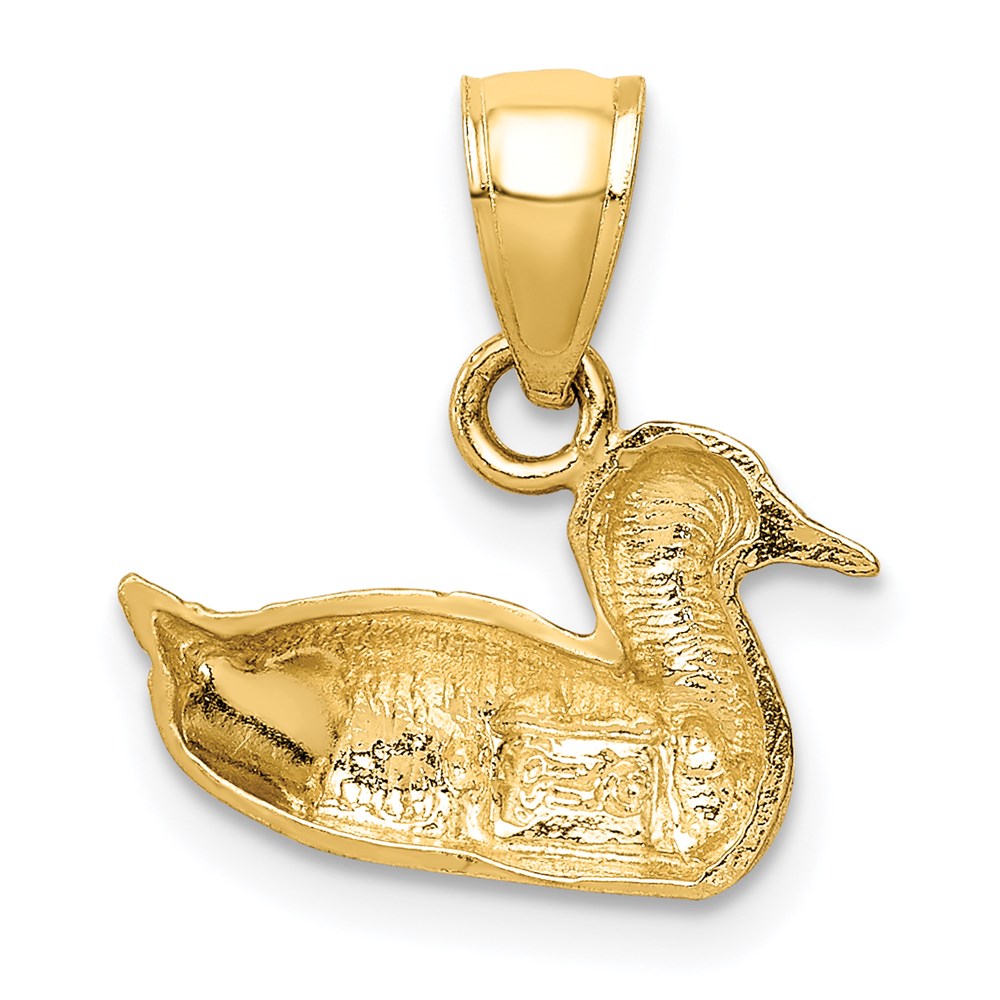 Alternate view of the 14k Yellow Gold Diamond Cut Duck Pendant by The Black Bow Jewelry Co.