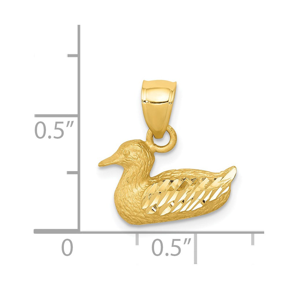 Alternate view of the 14k Yellow Gold Diamond Cut Duck Pendant by The Black Bow Jewelry Co.