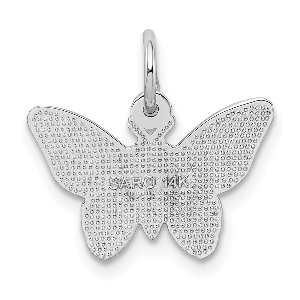 Alternate view of the 14k White Gold Textured and Polished Butterfly Pendant, 17mm by The Black Bow Jewelry Co.