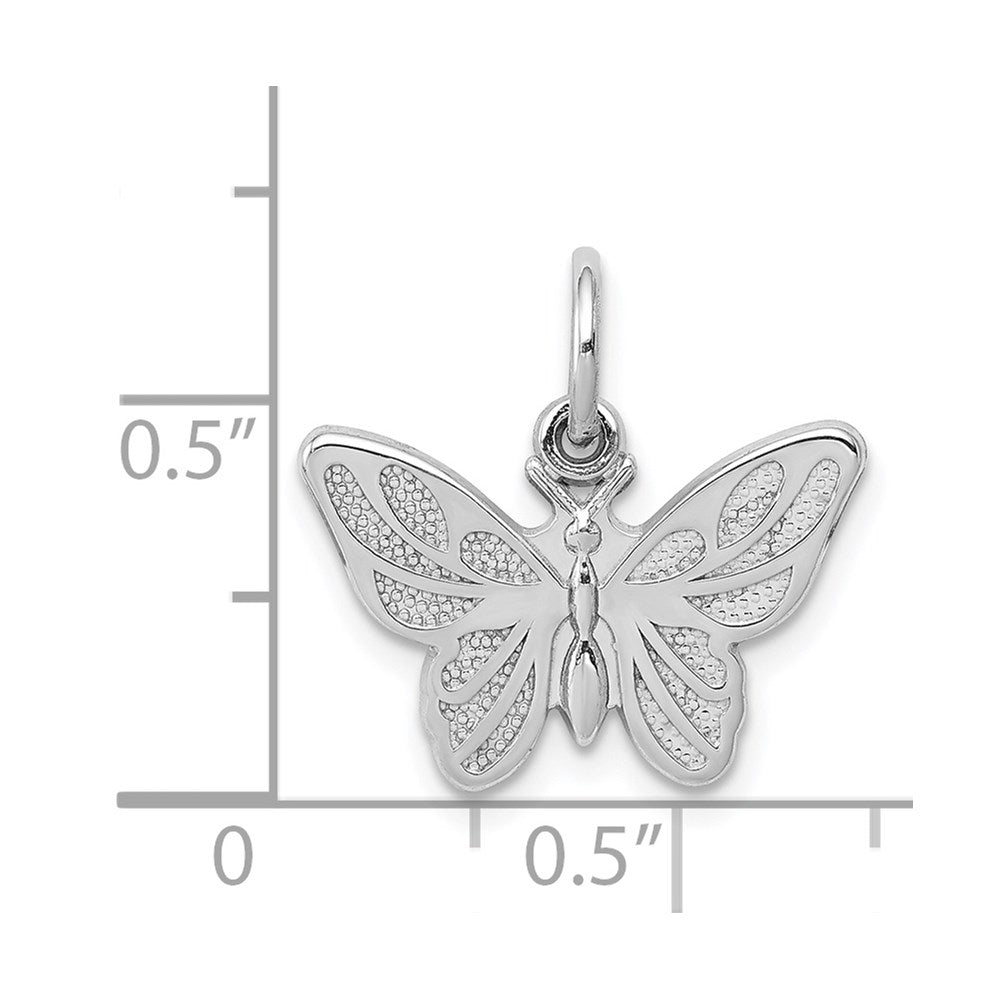 Alternate view of the 14k White Gold Textured and Polished Butterfly Pendant, 17mm by The Black Bow Jewelry Co.