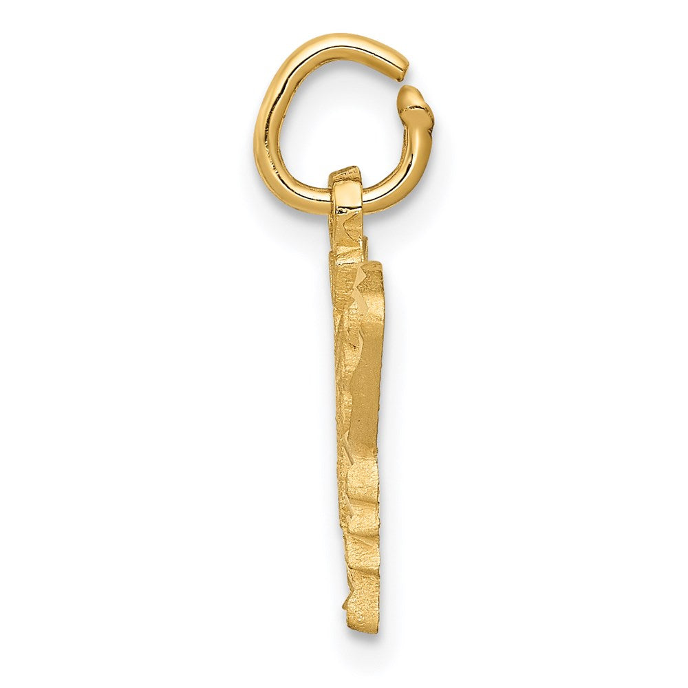 Alternate view of the 14k Yellow Gold Satin and Diamond Cut Butterfly Charm, 17mm by The Black Bow Jewelry Co.