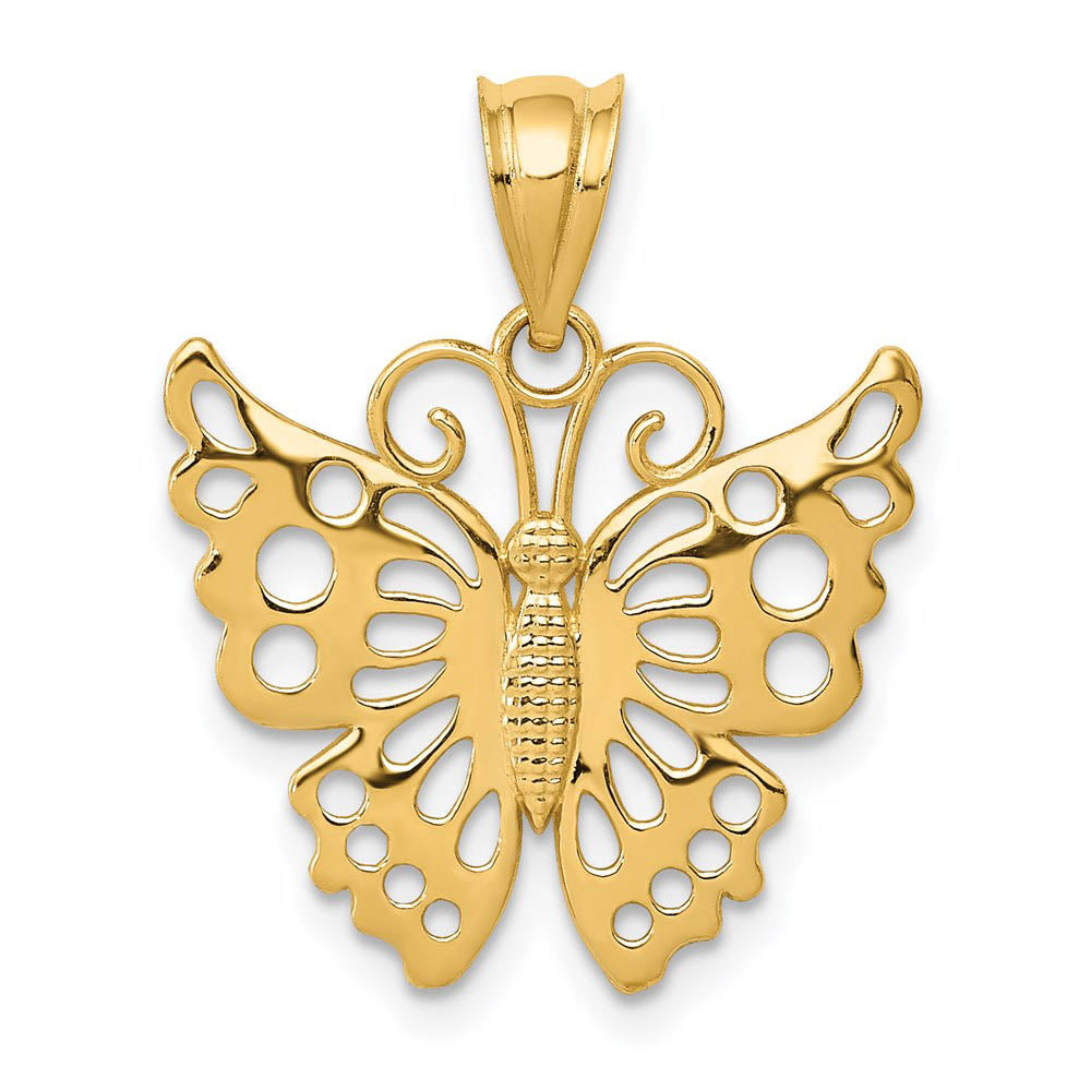 14k Yellow Gold Cutout Butterfly Pendant, 19mm, Item P11705 by The Black Bow Jewelry Co.