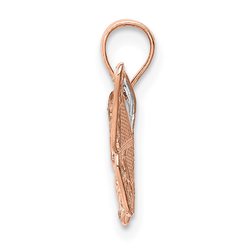 Alternate view of the 14k Rose Gold and White Rhodium Diamond Cut Butterfly Pendant, 18mm by The Black Bow Jewelry Co.