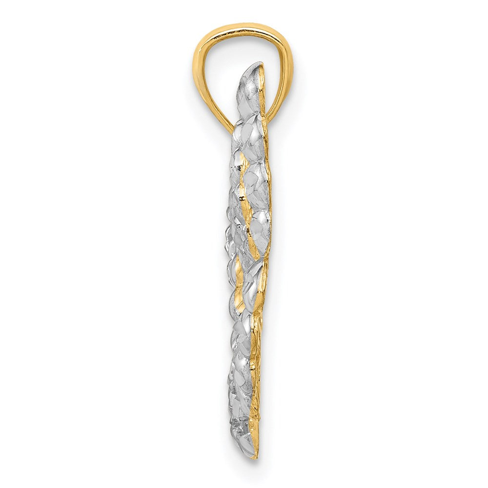 Alternate view of the 14k Yellow Gold & White Rhodium 24mm Diamond Cut Butterfly Pendant by The Black Bow Jewelry Co.