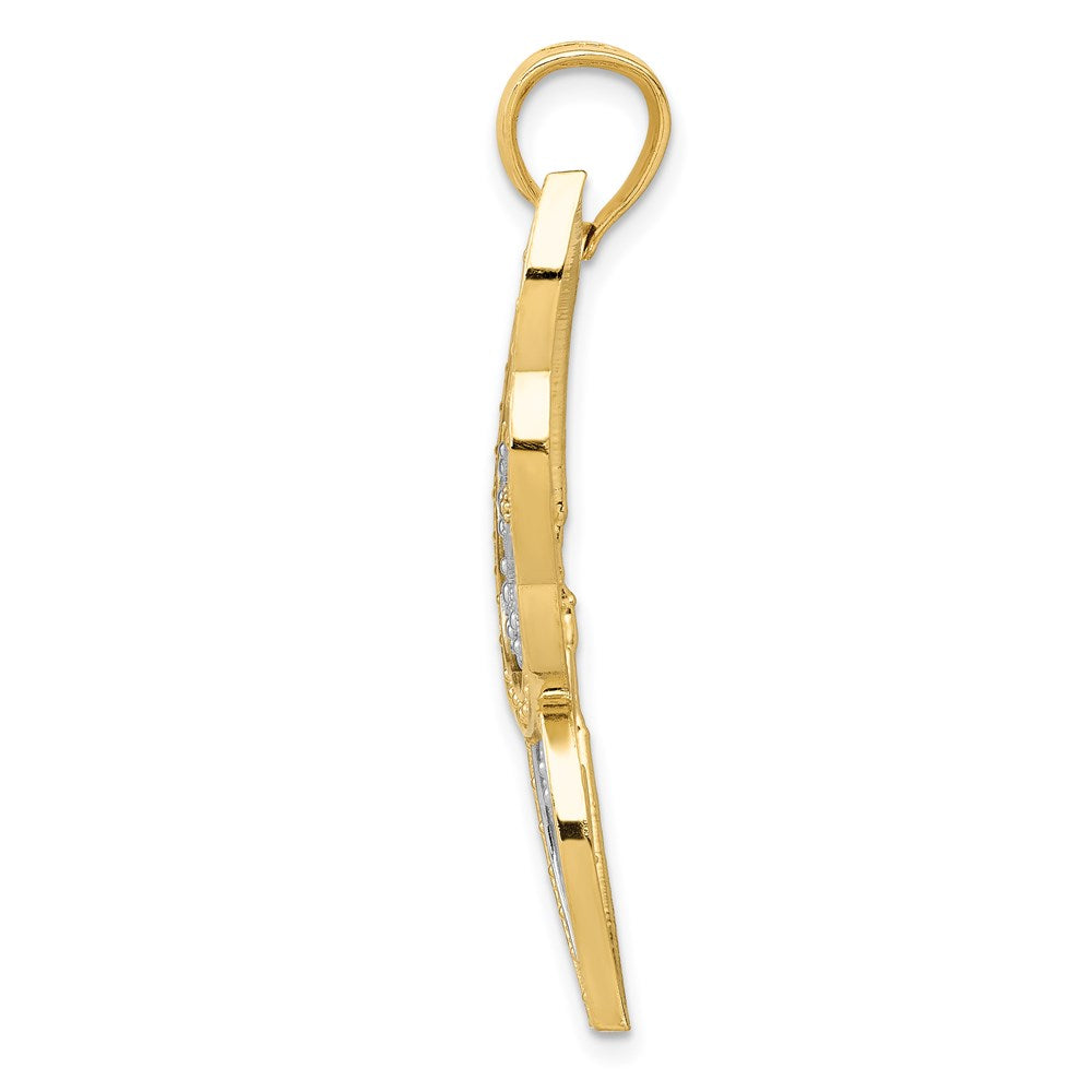 Alternate view of the 14k Yellow Gold & White Rhodium 42mm Filigree Butterfly Pendant by The Black Bow Jewelry Co.