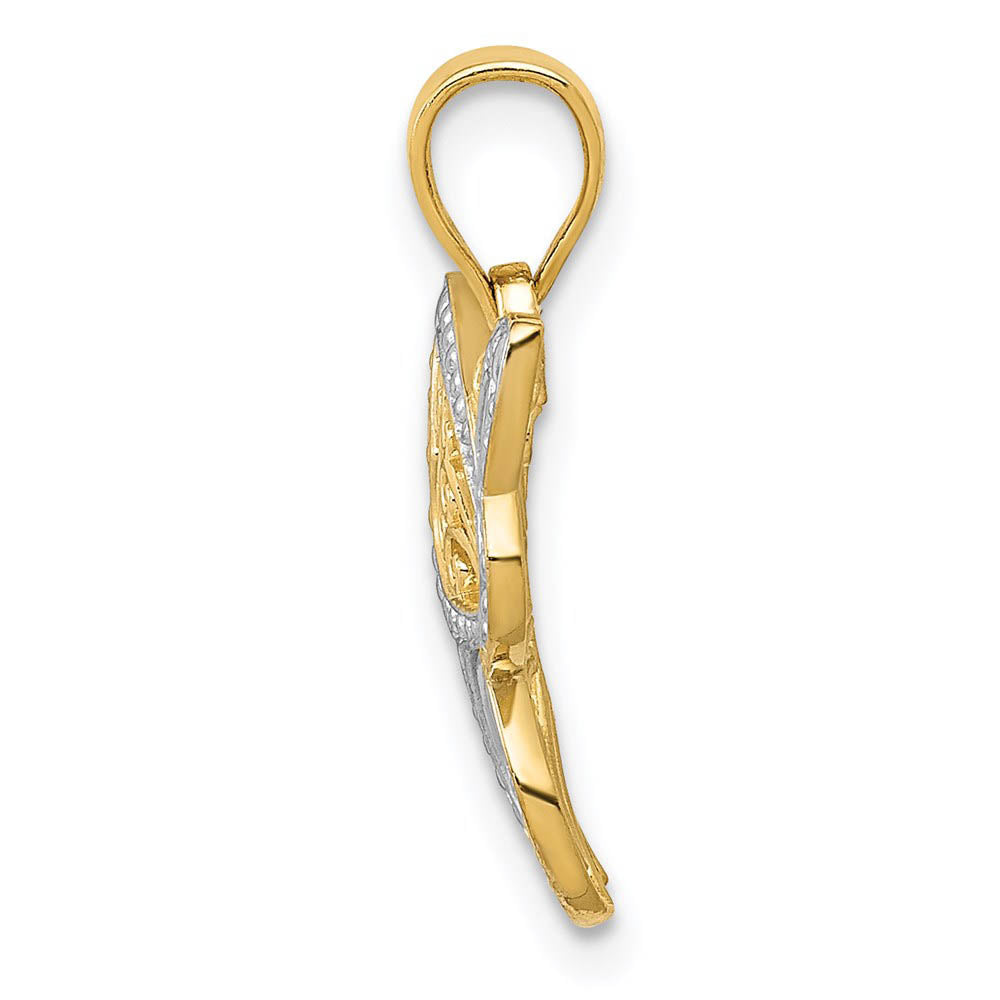 Alternate view of the 14k Yellow Gold and White Rhodium Two Tone Butterfly Pendant, 17mm by The Black Bow Jewelry Co.