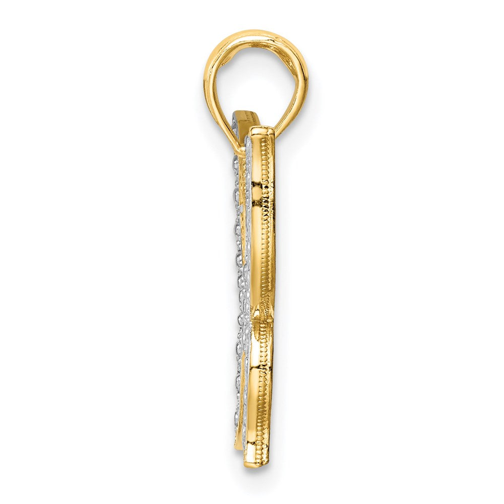 Alternate view of the 14k Yellow Gold and White Rhodium Fancy Butterfly Pendant, 19mm by The Black Bow Jewelry Co.