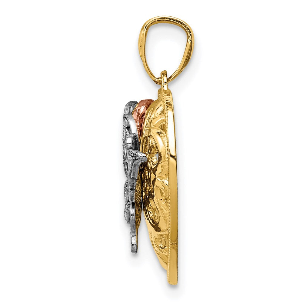 Alternate view of the 14k Yellow & Rose Gold with White Rhodium 19mm Heart Butterfly Pendant by The Black Bow Jewelry Co.