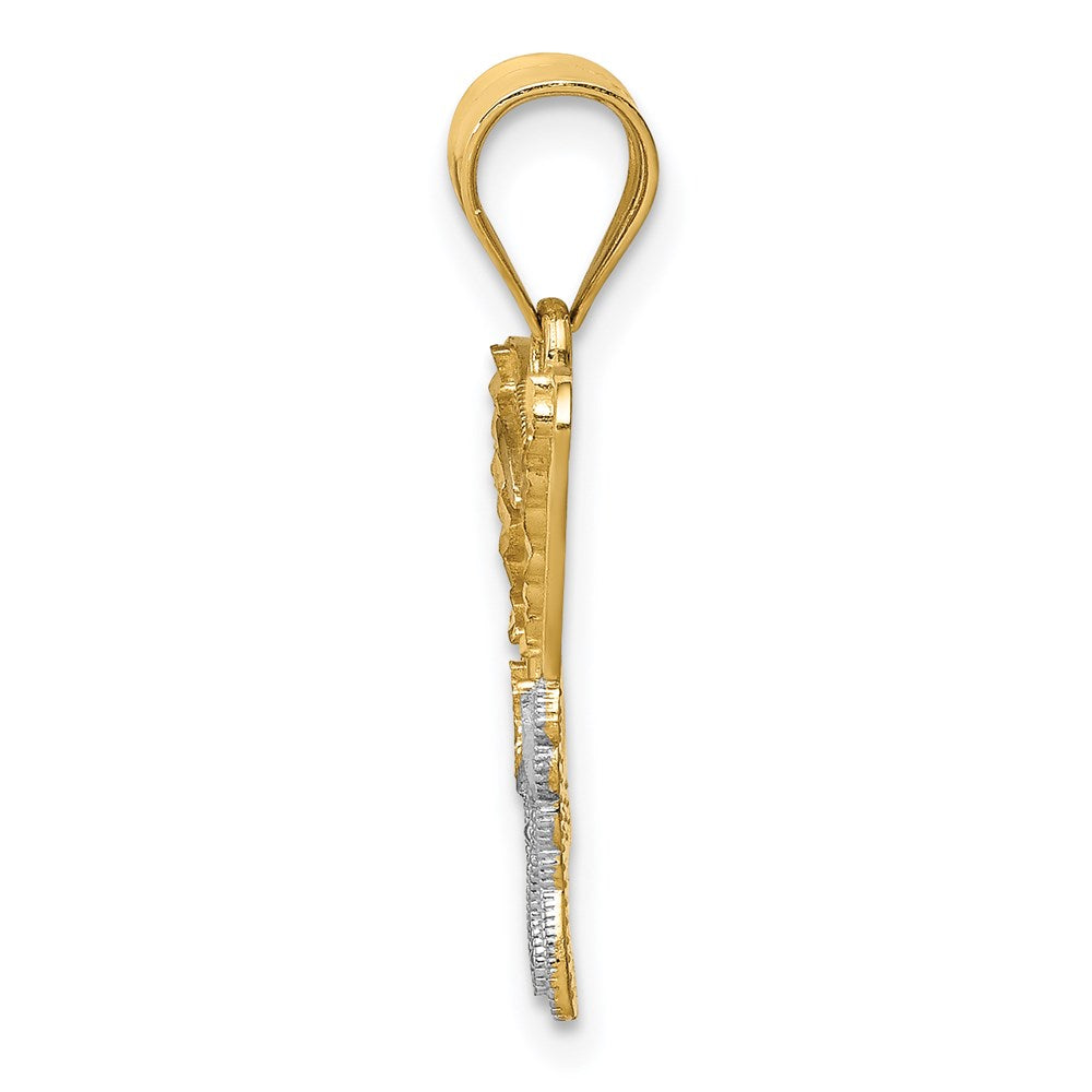 Alternate view of the 14k Yellow Gold & White Rhodium 22mm Diamond Cut Butterfly Pendant by The Black Bow Jewelry Co.