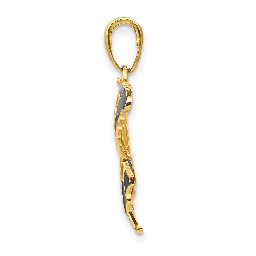 Alternate view of the 14k Yellow Gold & Yellow Translucent Acrylic Butterfly Pendant, 30mm by The Black Bow Jewelry Co.