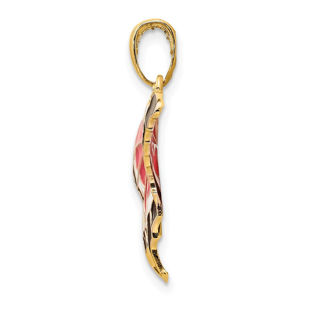 Alternate view of the 14k Yellow Gold & Pink Translucent Acrylic Butterfly Pendant, 30mm by The Black Bow Jewelry Co.