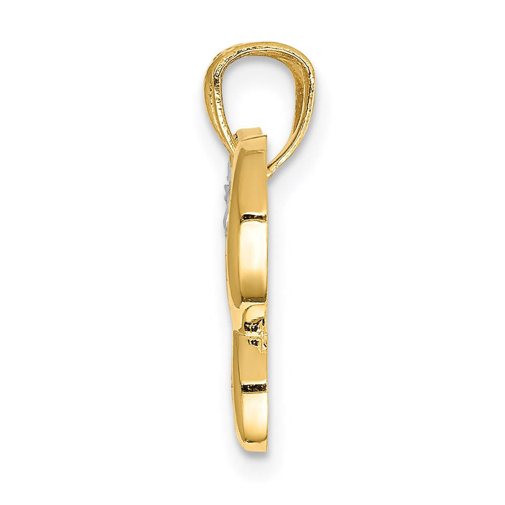 Alternate view of the 14k Yellow Gold & White Rhodium 22mm Heart Winged Butterfly Pendant by The Black Bow Jewelry Co.