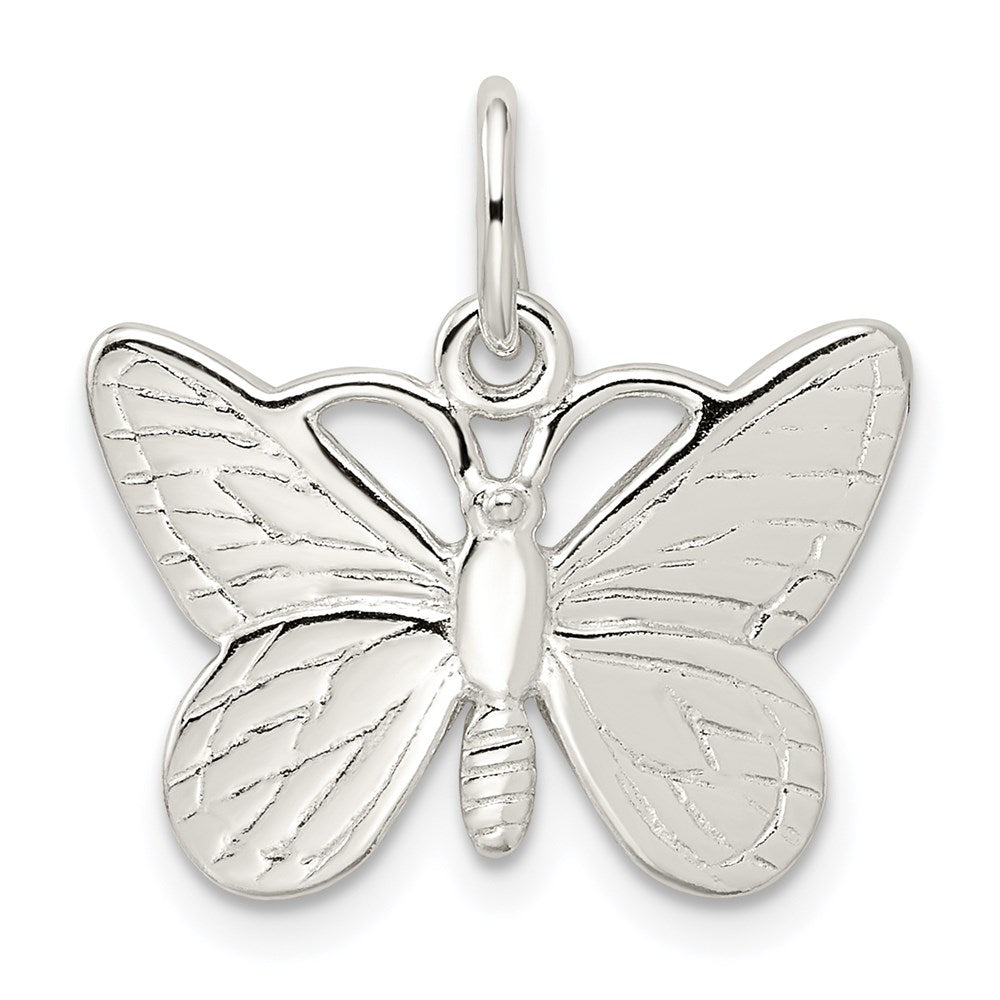 Alternate view of the Sterling Silver Solid Polished Butterfly Pendant, 20mm by The Black Bow Jewelry Co.