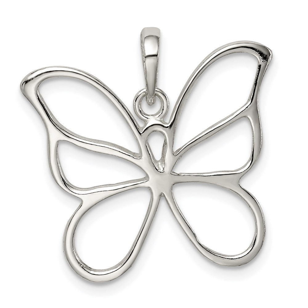 Sterling Silver Large 25mm Butterfly Silhouette Pendant, Item P11791 by The Black Bow Jewelry Co.