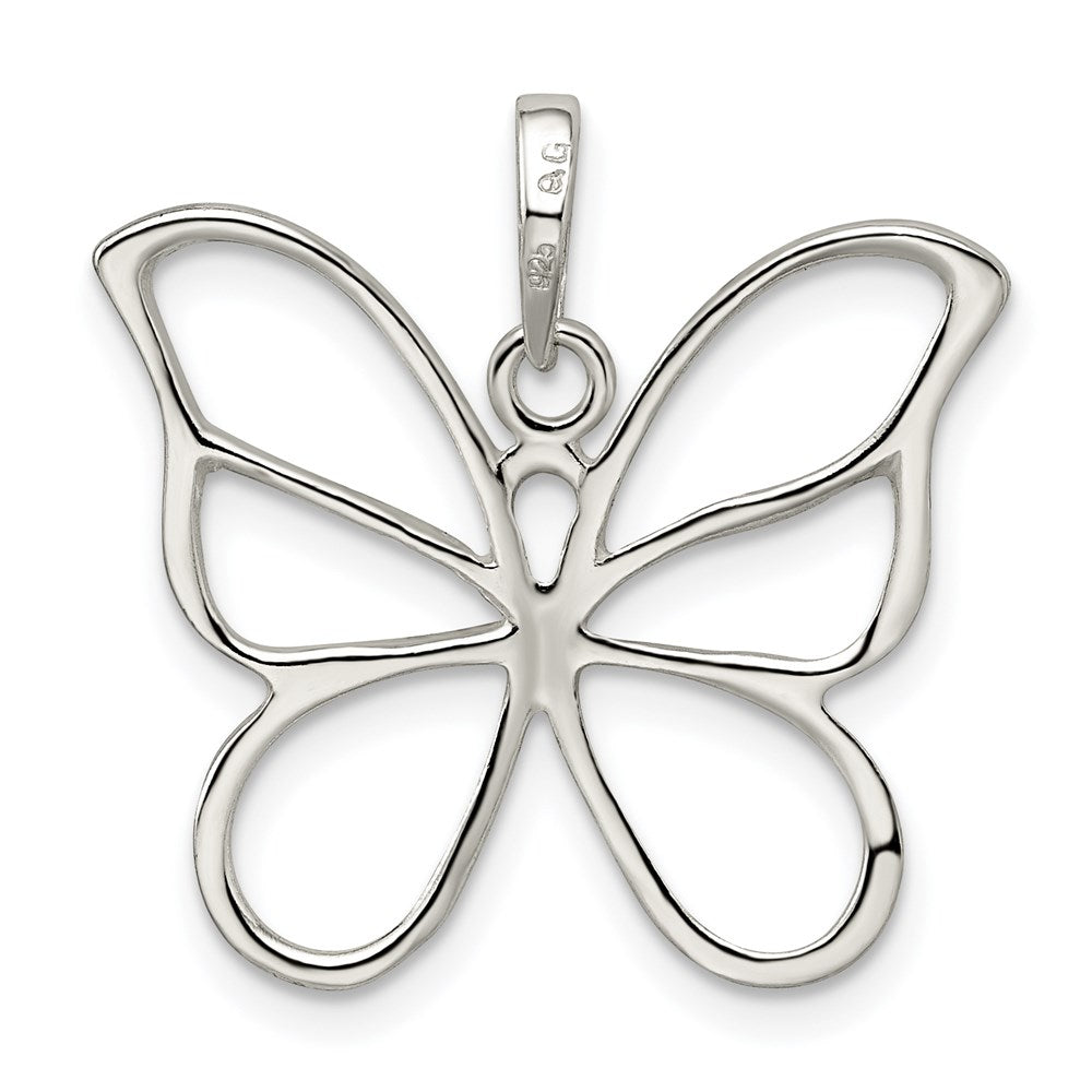 Alternate view of the Sterling Silver Large 25mm Butterfly Silhouette Pendant by The Black Bow Jewelry Co.