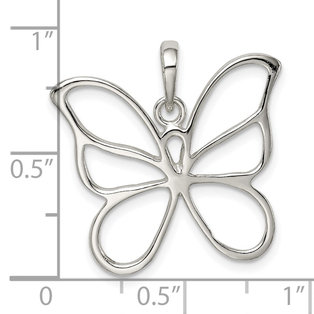 Alternate view of the Sterling Silver Large 25mm Butterfly Silhouette Pendant by The Black Bow Jewelry Co.
