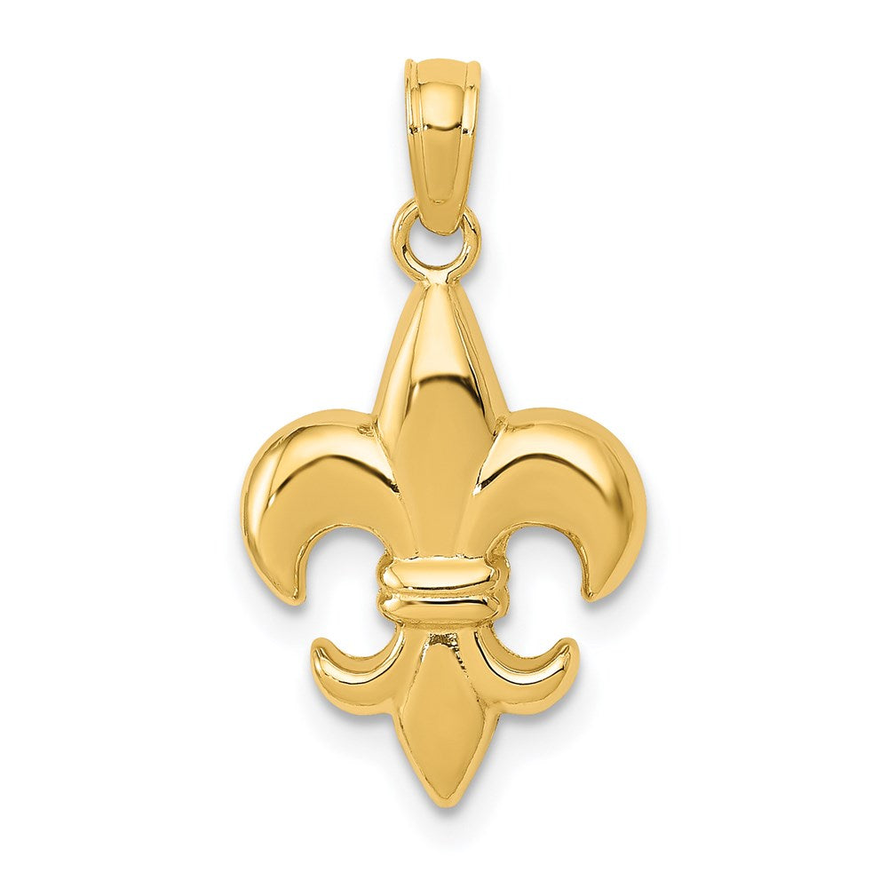 14k Yellow Gold Small Polished Fleur De Lis Pendant, Item P11803 by The Black Bow Jewelry Co.