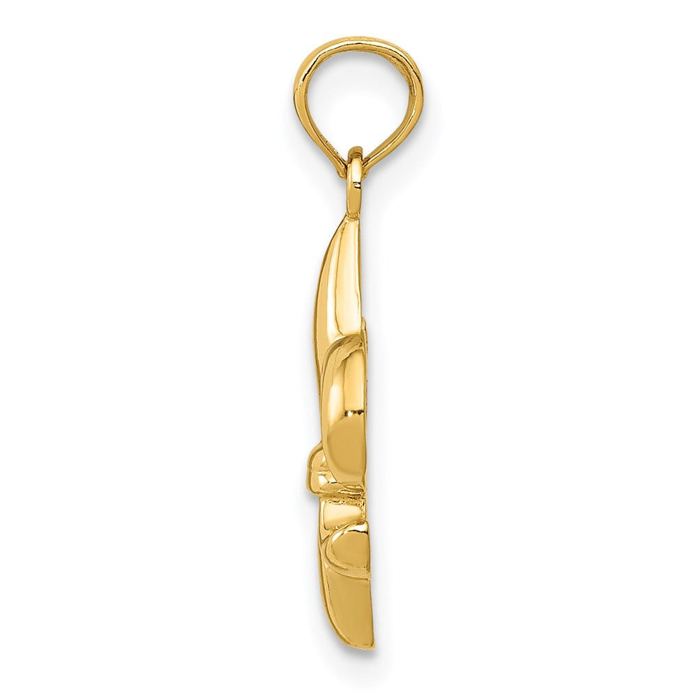 Alternate view of the 14k Yellow Gold Small Polished Fleur De Lis Pendant by The Black Bow Jewelry Co.