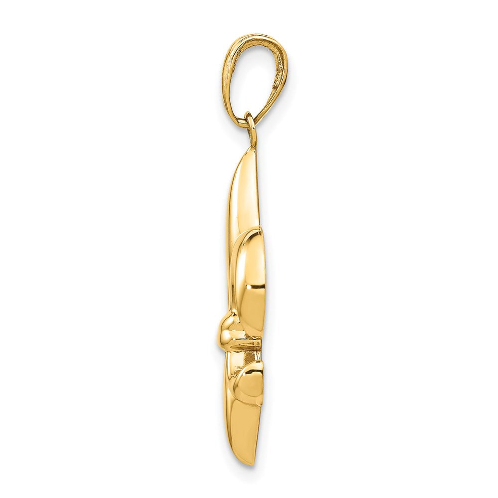 Alternate view of the 14k Yellow Gold Medium Polished Fleur De Lis Pendant by The Black Bow Jewelry Co.