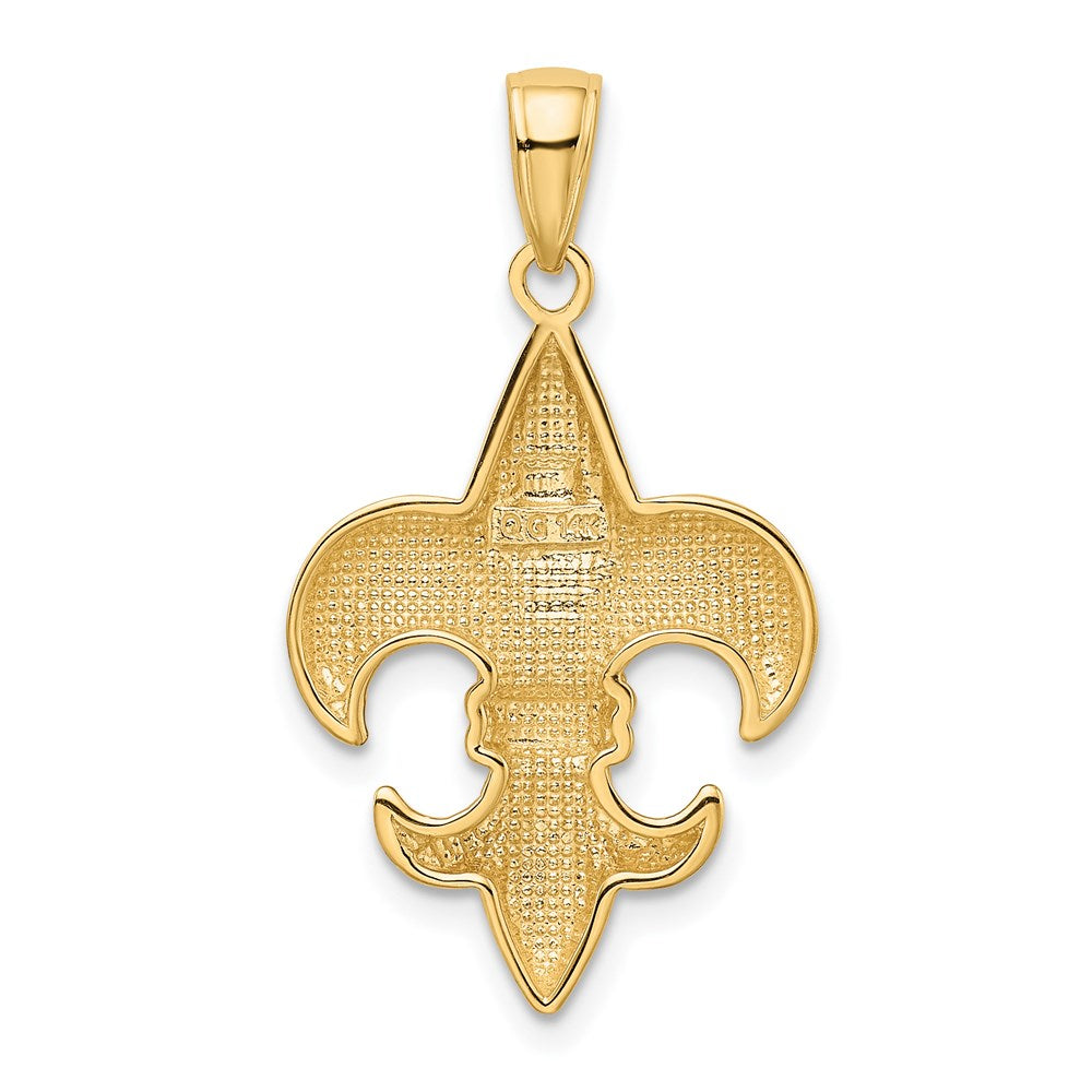 Alternate view of the 14k Yellow Gold Medium Polished Fleur De Lis Pendant by The Black Bow Jewelry Co.