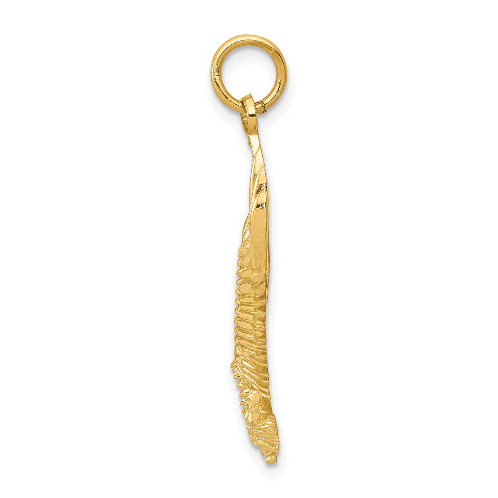 Alternate view of the 14k Yellow Gold 2D American Bald Eagle Pendant by The Black Bow Jewelry Co.