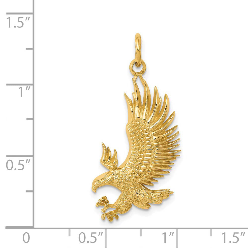 Alternate view of the 14k Yellow Gold 2D American Bald Eagle Pendant by The Black Bow Jewelry Co.