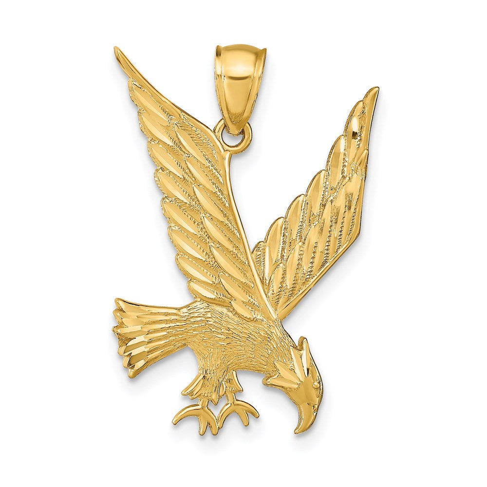 14k Yellow Gold Diamond Cut Eagle Pendant, Item P11821 by The Black Bow Jewelry Co.