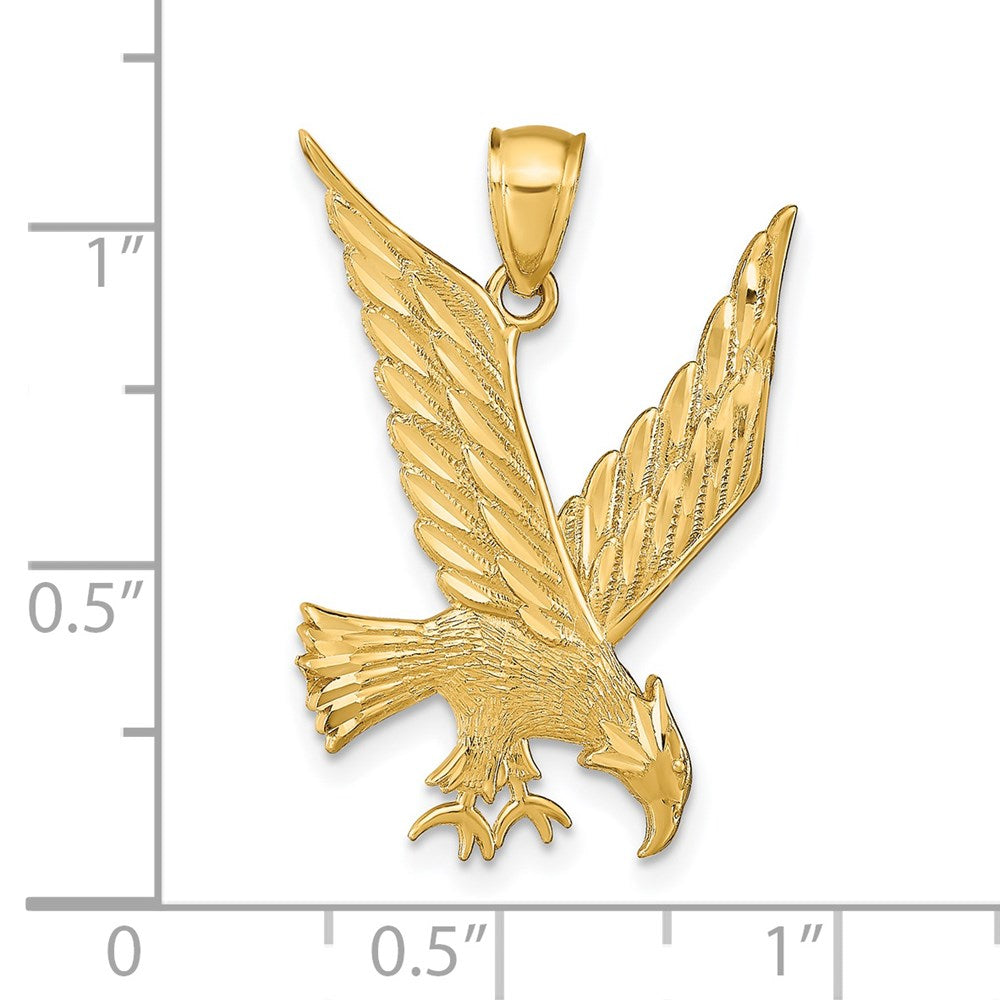 Alternate view of the 14k Yellow Gold Diamond Cut Eagle Pendant by The Black Bow Jewelry Co.