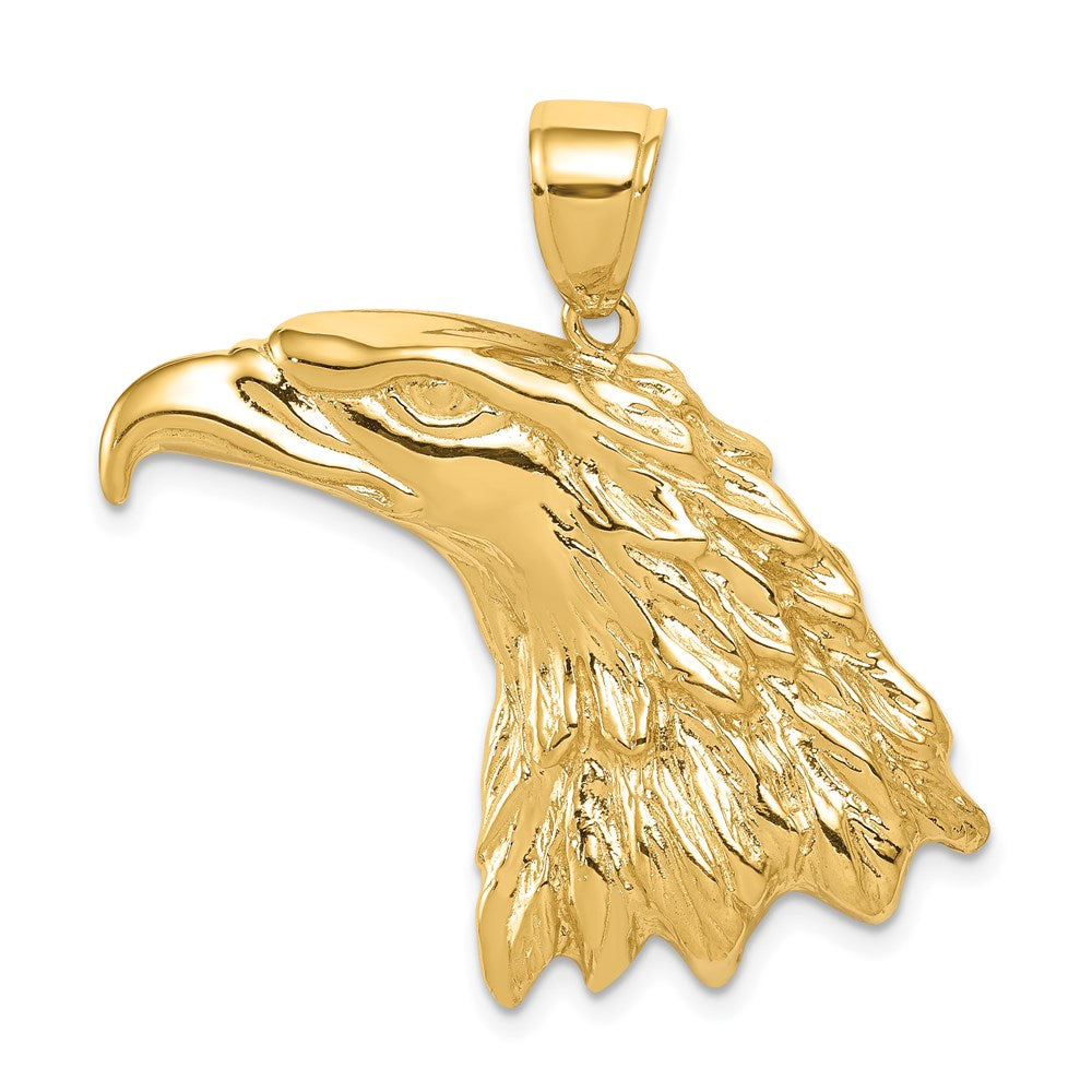 14k Yellow Gold Extra Large Polished Eagle Head Pendant, Item P11828 by The Black Bow Jewelry Co.