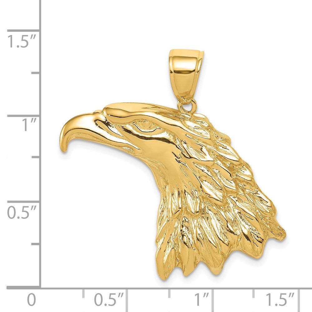 Alternate view of the 14k Yellow Gold Extra Large Polished Eagle Head Pendant by The Black Bow Jewelry Co.