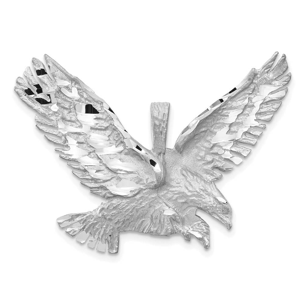 14k White Gold Large 2D Diamond Cut Eagle Pendant, Item P11830 by The Black Bow Jewelry Co.