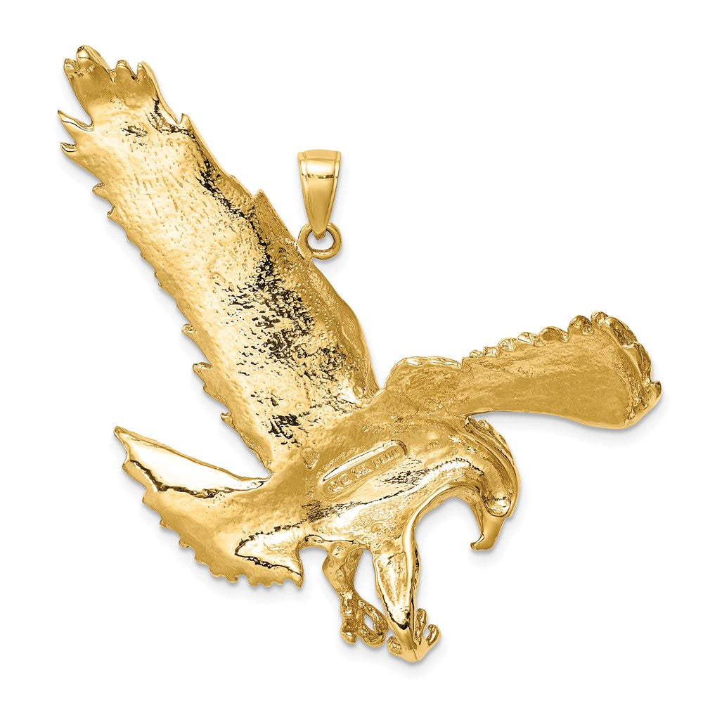 Alternate view of the 14k Yellow Gold Extra Large 2D Landing Eagle Pendant by The Black Bow Jewelry Co.