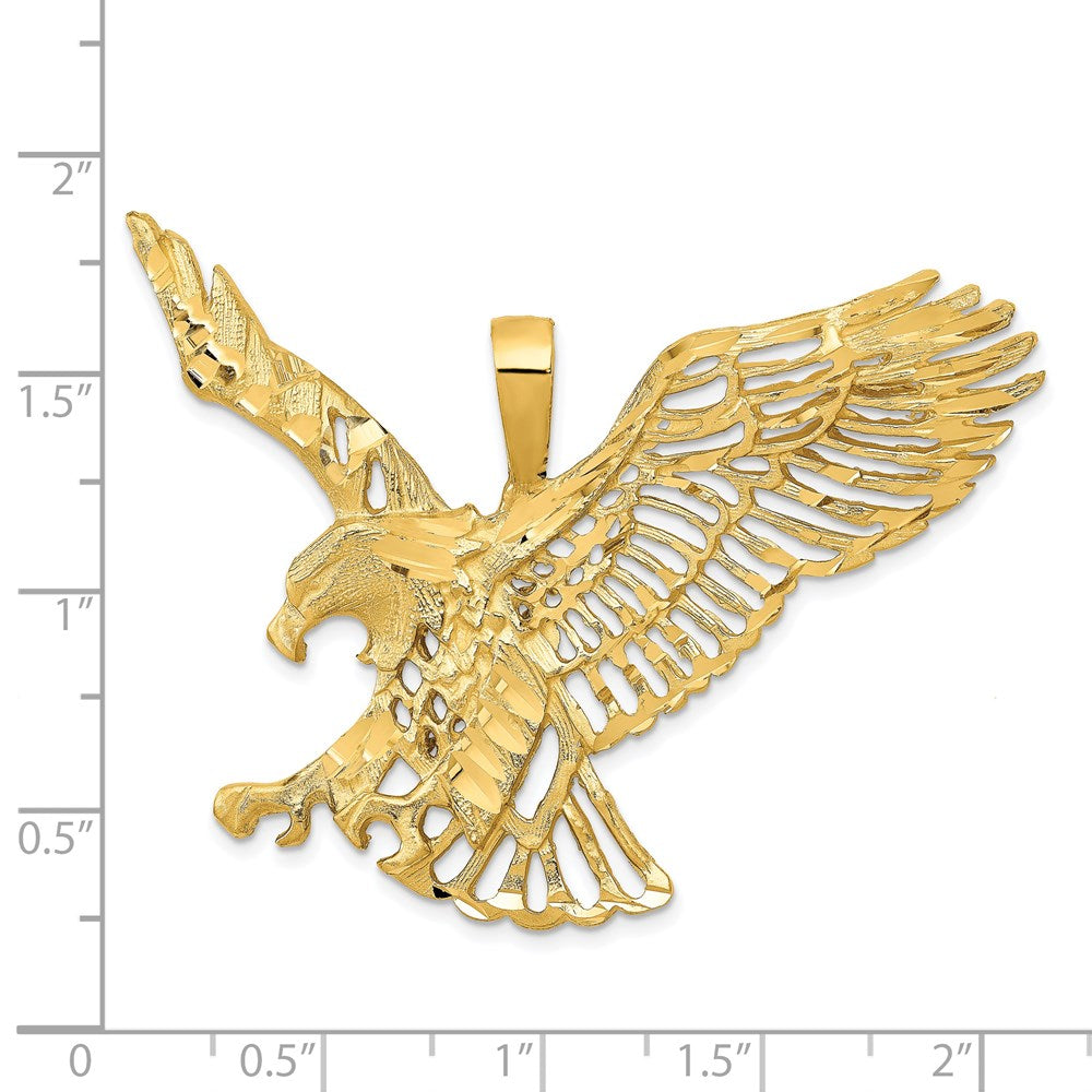 Alternate view of the 14k Yellow Gold Extra Large Cutout Eagle Pendant by The Black Bow Jewelry Co.