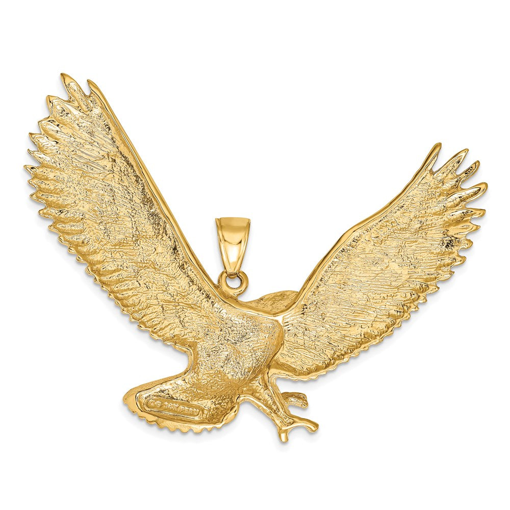 Alternate view of the 14k Yellow Gold Extra Large 3D Textured Eagle Pendant by The Black Bow Jewelry Co.