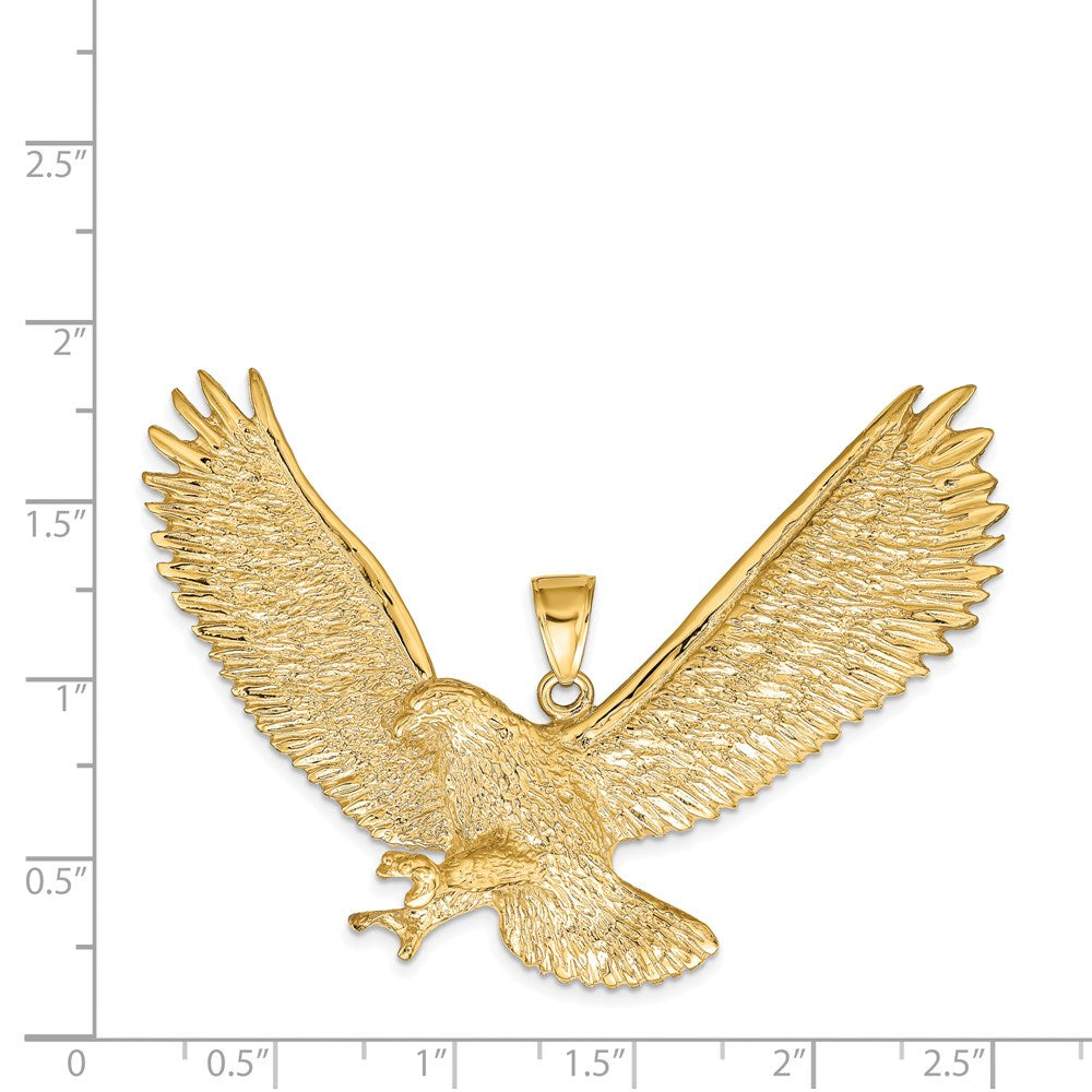 Alternate view of the 14k Yellow Gold Extra Large 3D Textured Eagle Pendant by The Black Bow Jewelry Co.