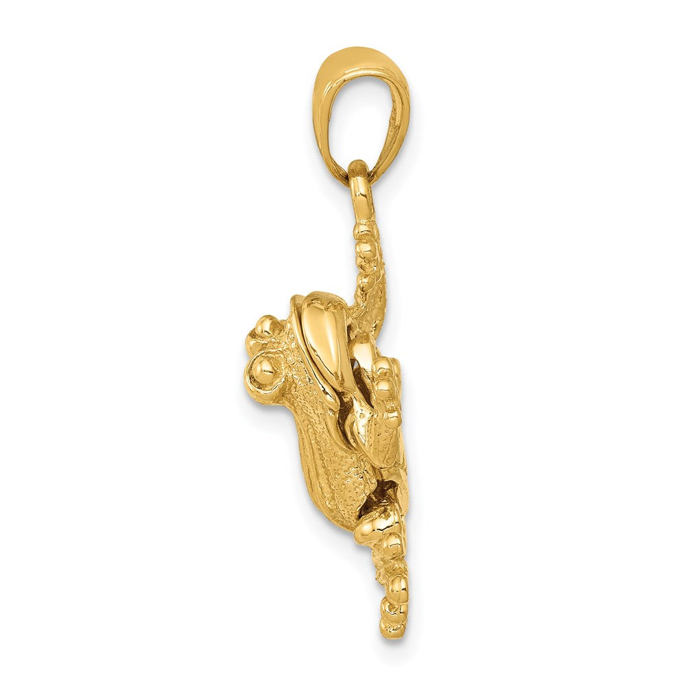 Alternate view of the 14k Yellow Gold Articulated 3D Frog Pendant by The Black Bow Jewelry Co.