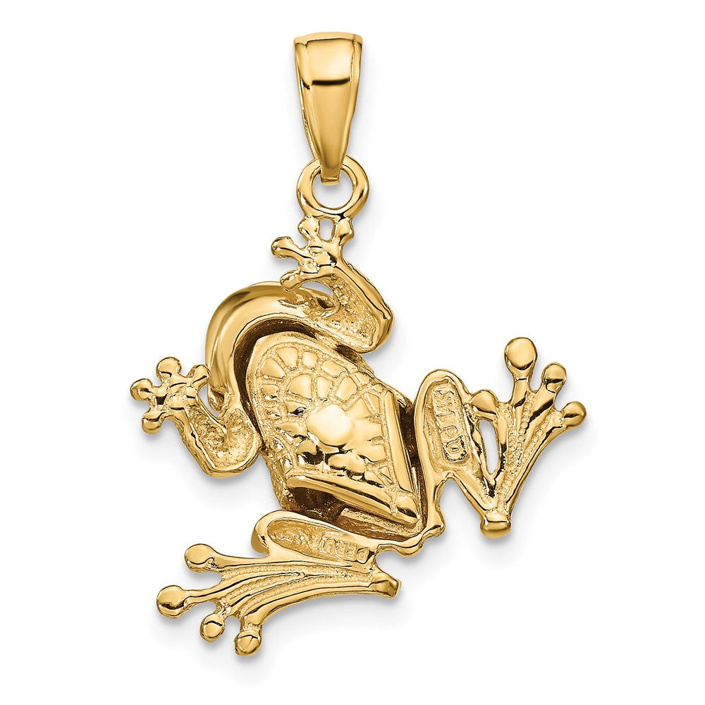 Alternate view of the 14k Yellow Gold Articulated 3D Frog Pendant by The Black Bow Jewelry Co.