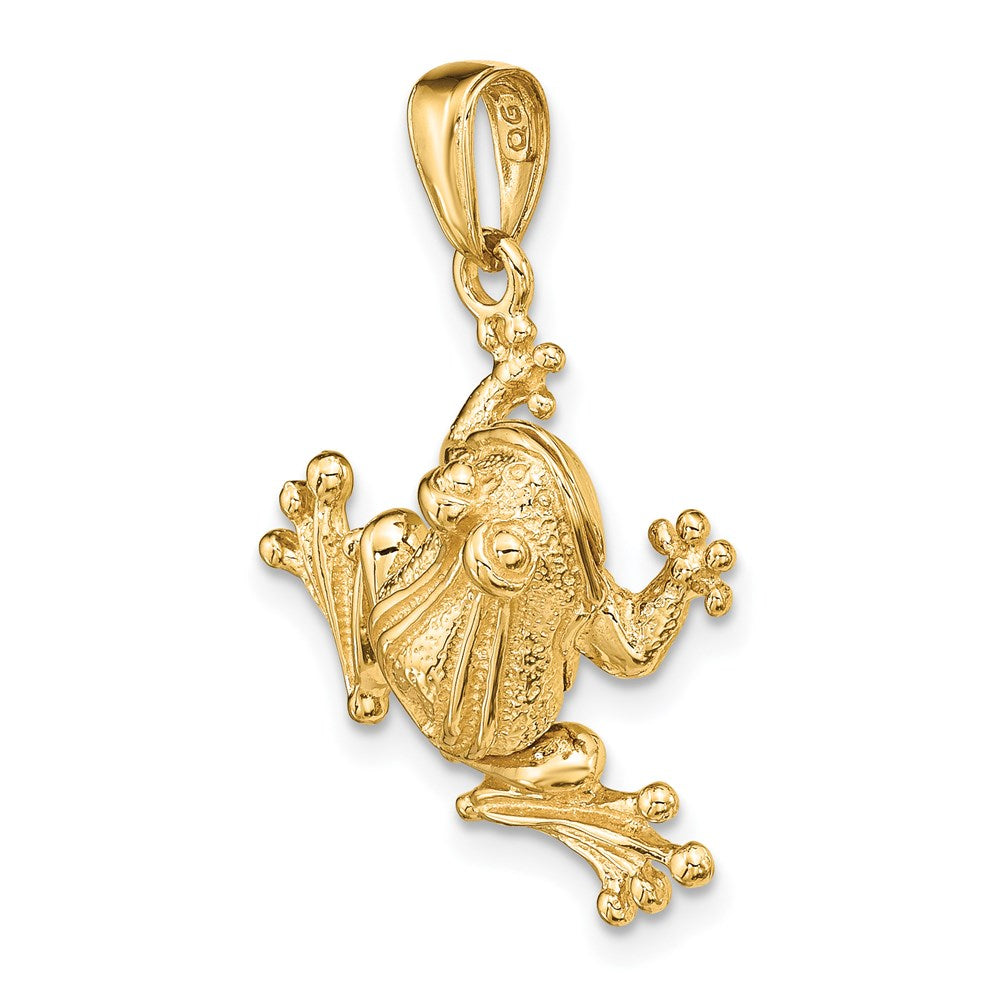 Alternate view of the 14k Yellow Gold Articulated 3D Frog Pendant by The Black Bow Jewelry Co.