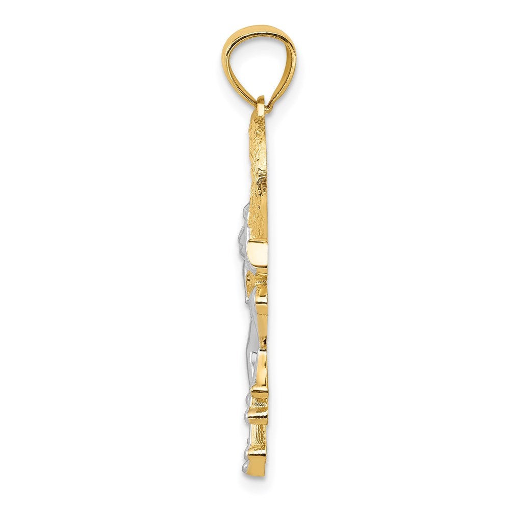 Alternate view of the 14k Yellow Gold and White Rhodium Two Tone Frog and Heart Pendant by The Black Bow Jewelry Co.