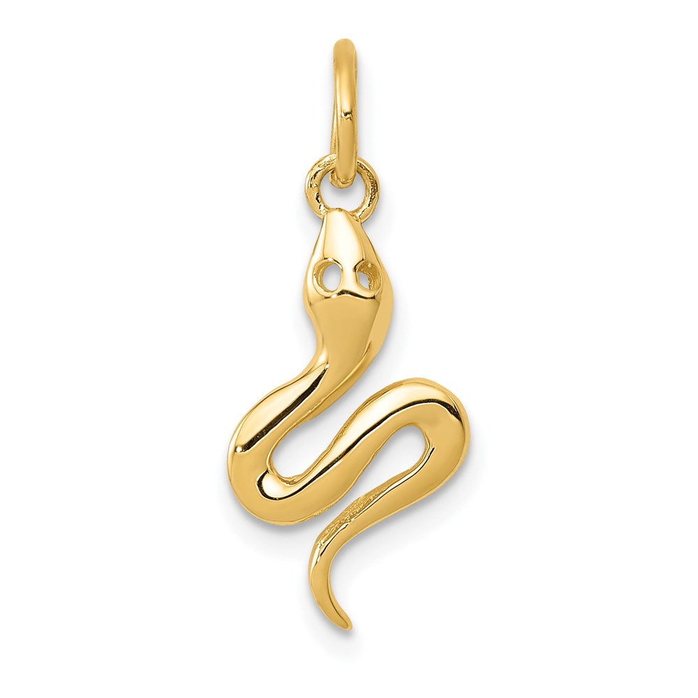 14k Yellow Gold Polished 3D Snake Charm, Item P11859 by The Black Bow Jewelry Co.