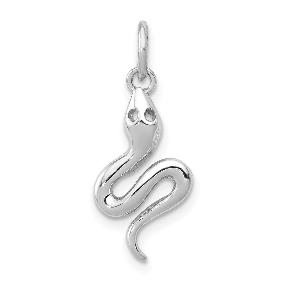 14k White Gold Polished 3D Snake Charm, Item P11860 by The Black Bow Jewelry Co.