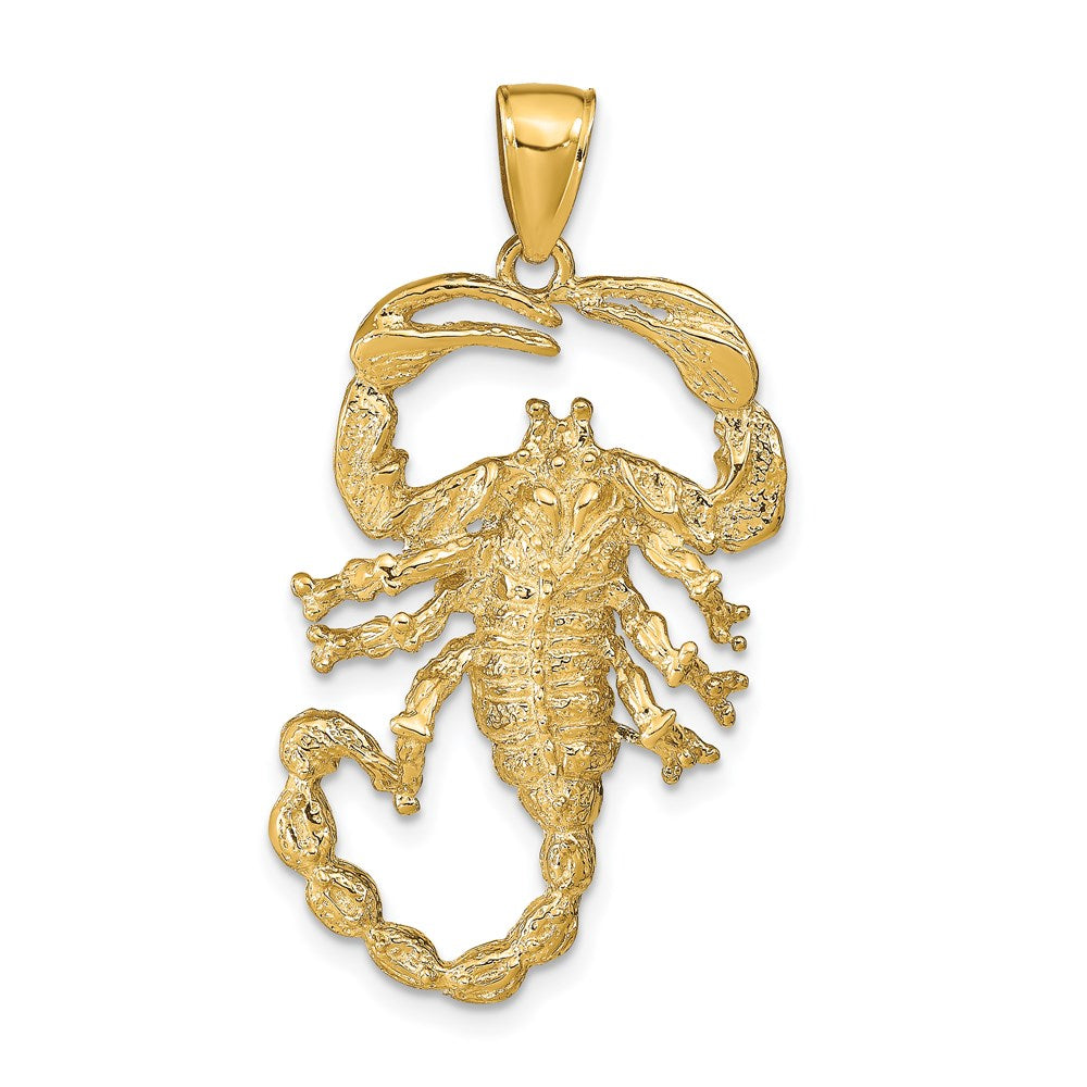 14k Yellow Gold Large Textured Scorpion Pendant, Item P11864 by The Black Bow Jewelry Co.