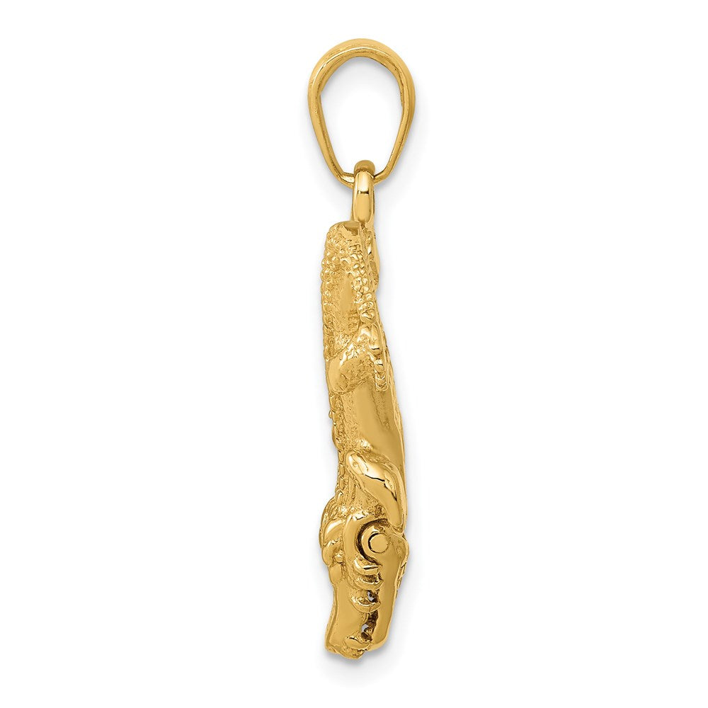 Alternate view of the 14k Yellow Gold 3D Moveable Alligator Pendant by The Black Bow Jewelry Co.