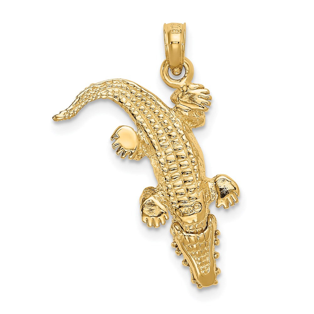 Alternate view of the 14k Yellow Gold 3D Moveable Alligator Pendant by The Black Bow Jewelry Co.