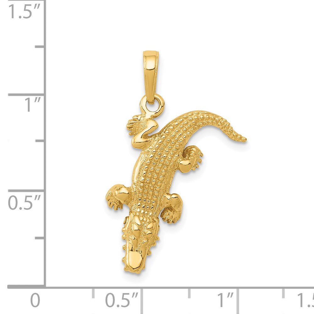 Alternate view of the 14k Yellow Gold 3D Moveable Alligator Pendant by The Black Bow Jewelry Co.