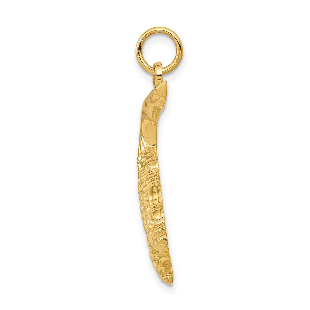 Alternate view of the 14k Yellow Gold Polished 2D Alligator Pendant by The Black Bow Jewelry Co.