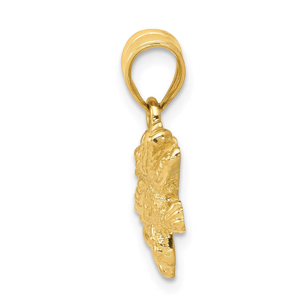 Alternate view of the 14k Yellow Gold Small Polished 2D Alligator Pendant by The Black Bow Jewelry Co.