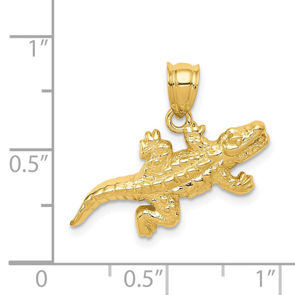 Alternate view of the 14k Yellow Gold Small Polished 2D Alligator Pendant by The Black Bow Jewelry Co.