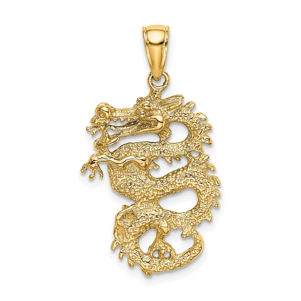 Alternate view of the 14k Yellow Gold 3D Serpentine Dragon Pendant by The Black Bow Jewelry Co.